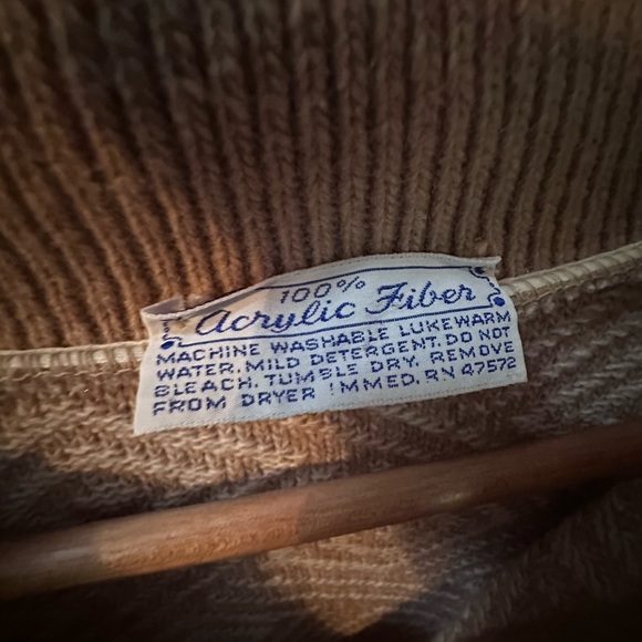 Vintage Geometric Cape Cream Tan Boho Cottagecore Retro Lagenlook - Picture 3 of 9